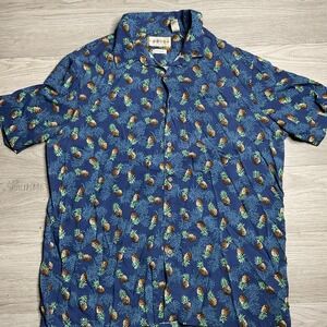 Campia Moda Men's Tropical Hawaiian Pineapple 100% Rayon Easy Care Shirt Size XL
